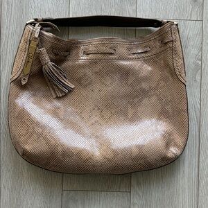 Cole Haan Hobo Snakeskin Print with Brushed-gold and Tassel handbag